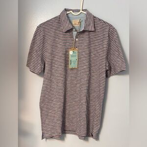 Faherty Thin Pink and Navy Horizontal Stripe Polo. Sz S. NWT